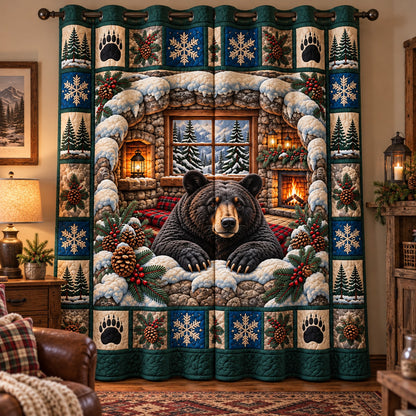 Winter Den Bear Quilted Curtains GFTOTP23343