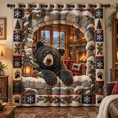 Warm Cabin Bear Quilted Curtains GFTOTP23344