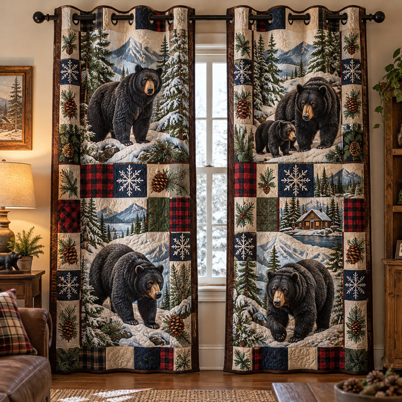 Snowy Forest Bears Quilted Curtains GFTOTP23345