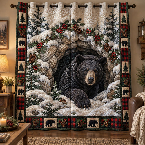 Frosty Cave Bear Quilted Curtains GFTOTP23346