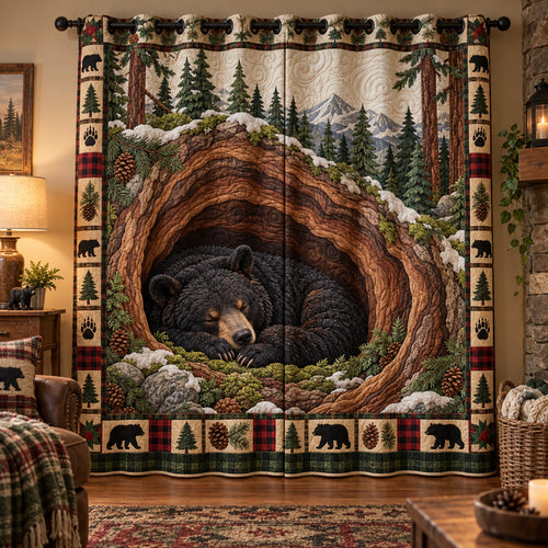 Sleeping Hollow Bear Quilted Curtains GFTOTP23347