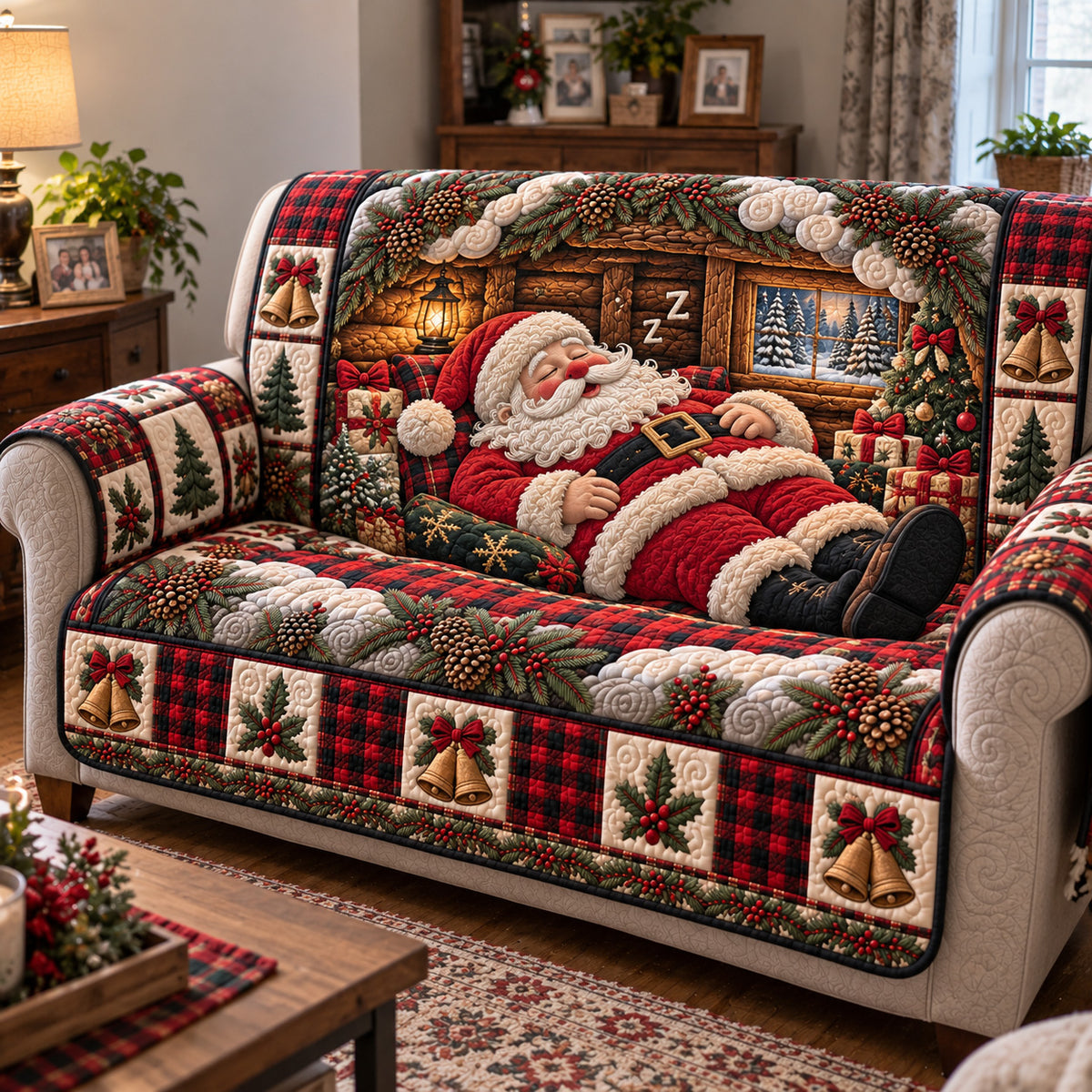 Santa Peaceful Slumber Quilted Sofa Cover GFTOTP23367