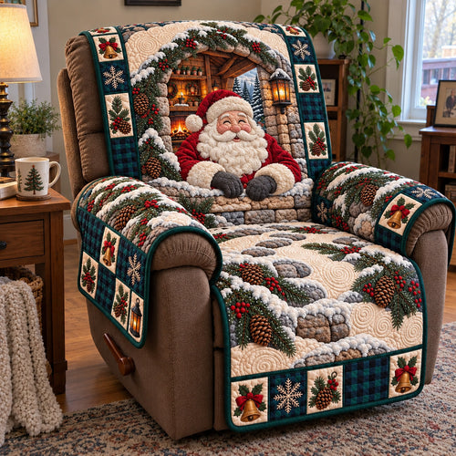 Cozy Hearth Santa Quilted Sofa Cover GFTOTP23368