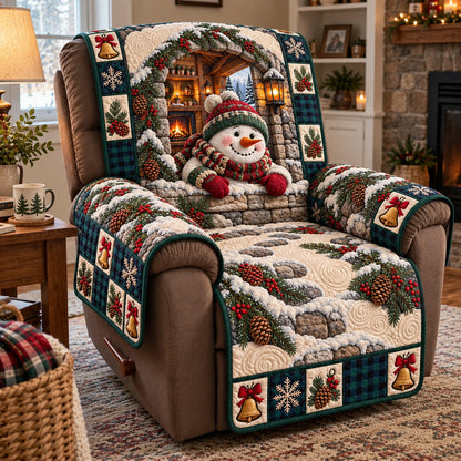 Pine Hearth Snowman Quilted Sofa Cover GFTOTP23370