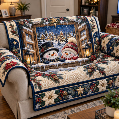 Snowy Window Romance Quilted Sofa Cover GFTOTP23372