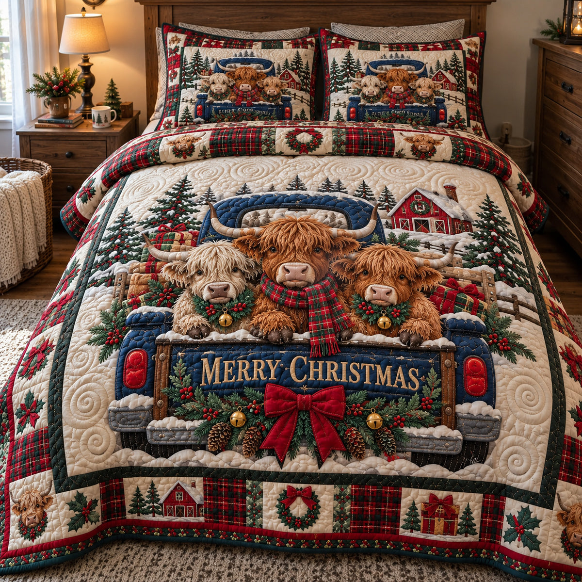 Merry Truck Ride 3-Piece Quilted Bedding Set GFTOTP23379