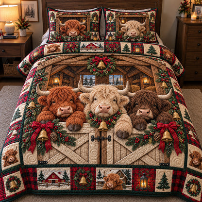 Barnyard Christmas Trio 3-Piece Quilted Bedding Set GFTOTP23381