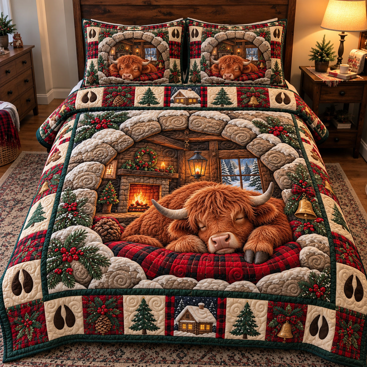 Peaceful Highland Slumber 3-Piece Quilted Bedding Set GFTOTP23382