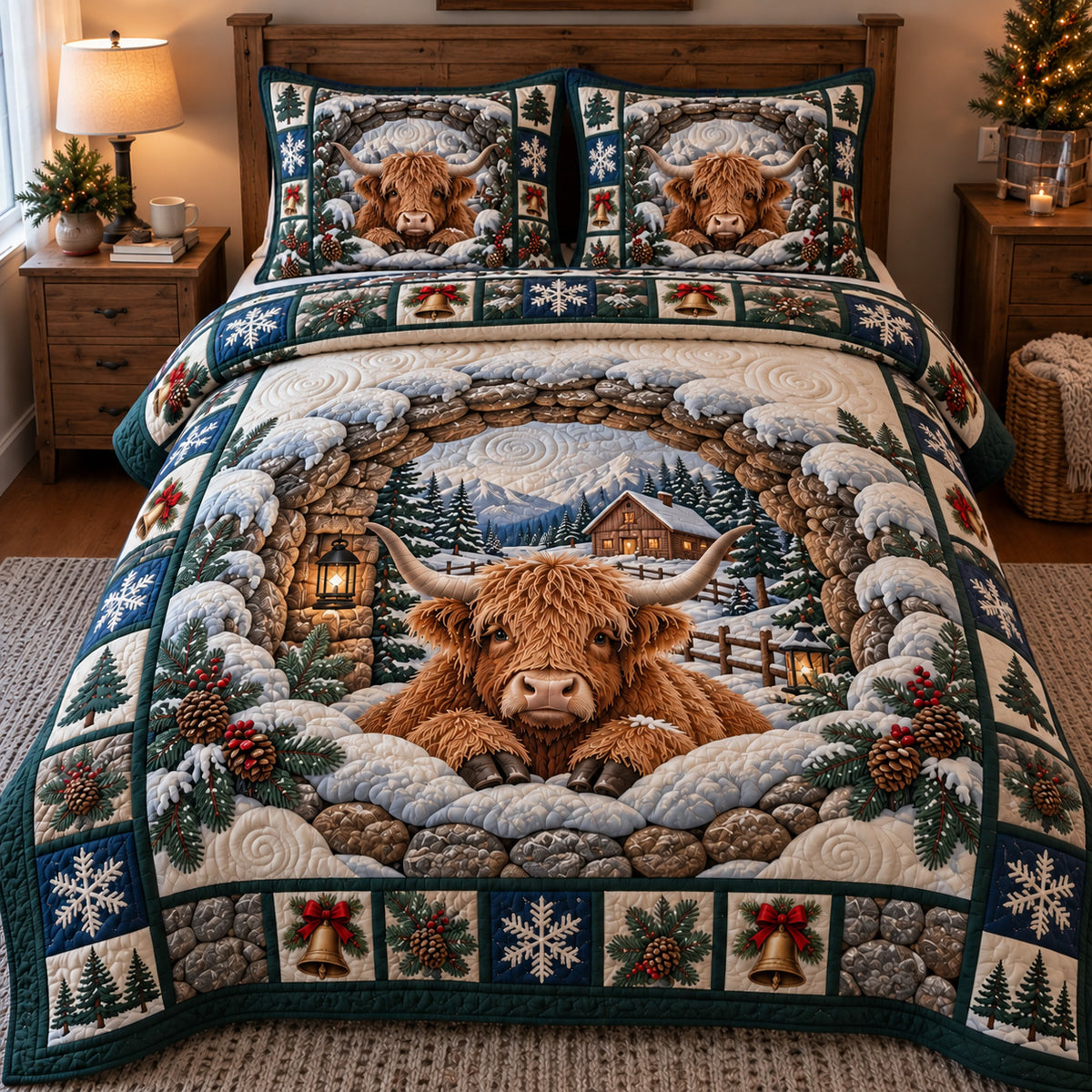 Snowy Highland Haven 3-Piece Quilted Bedding Set GFTOTP23383