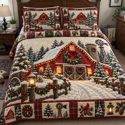 Christmas Farmhouse Haven 3-Piece Quilted Bedding Set GFTOTP23385