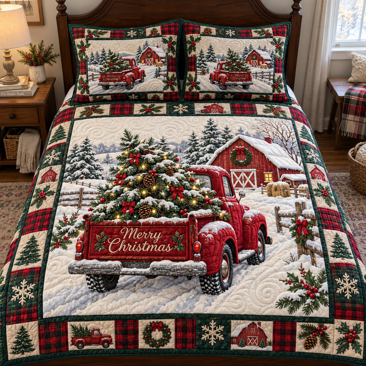 Farmhouse Tree Haul 3-Piece Quilted Bedding Set GFTOTP23386