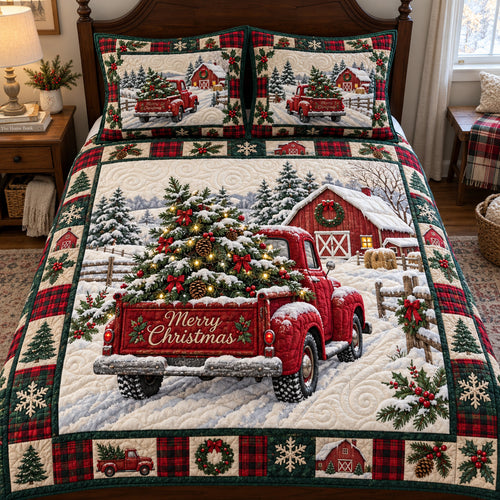 Farmhouse Tree Haul 3-Piece Quilted Bedding Set GFTOTP23386