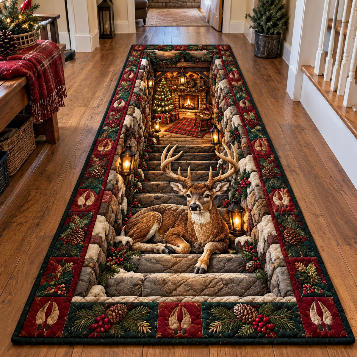 Holiday Deer Lodge Runner Rug GFTOTP23414