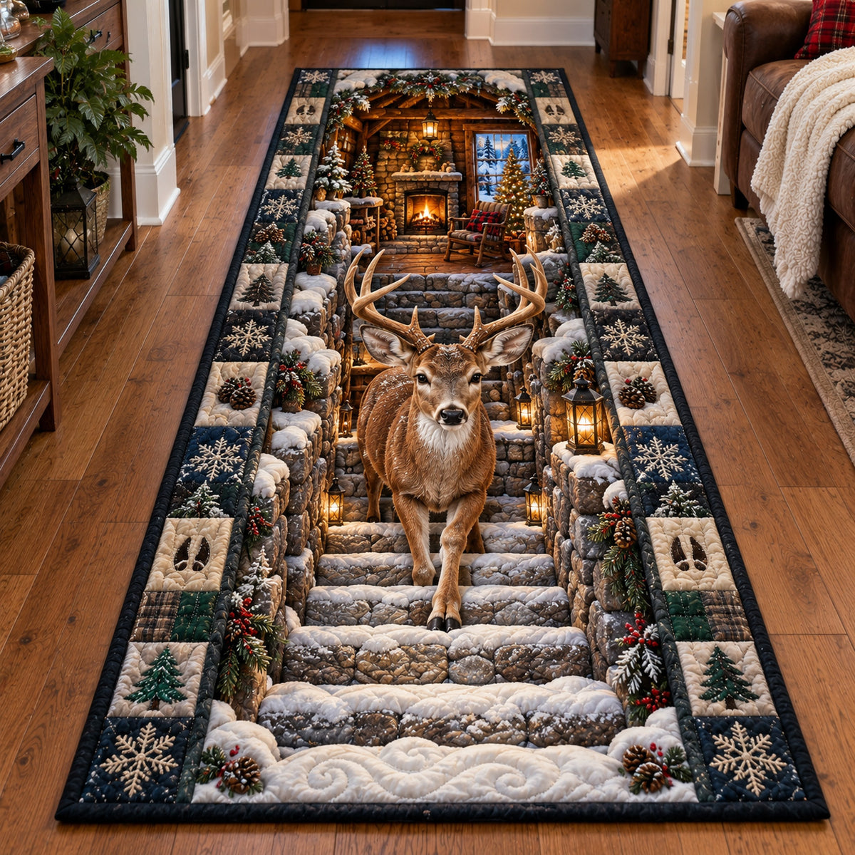 Frosty Deer Path Runner Rug GFTOTP23417