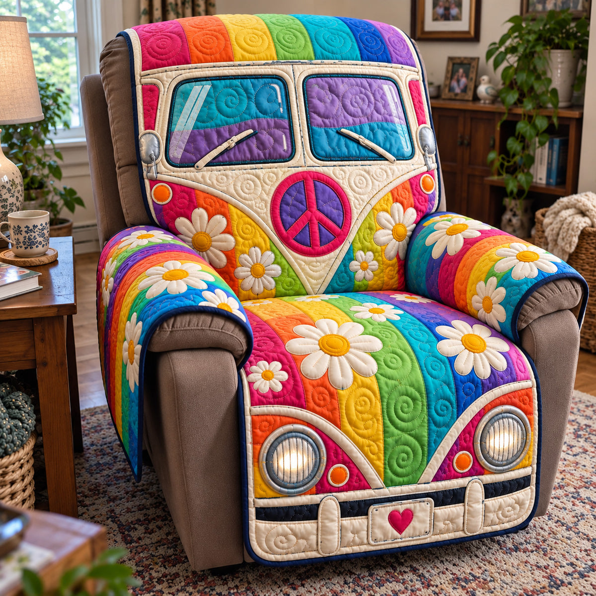 Rainbow Daisy Trip Quilted Sofa Cover GFTOTP23419