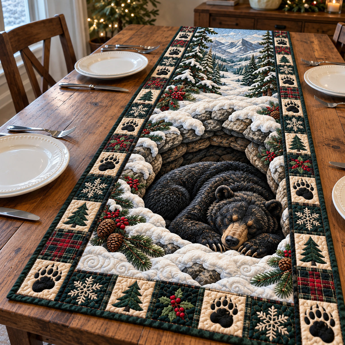 Winter Rustic Guardian Quilted Table Runner GFTOTP23427