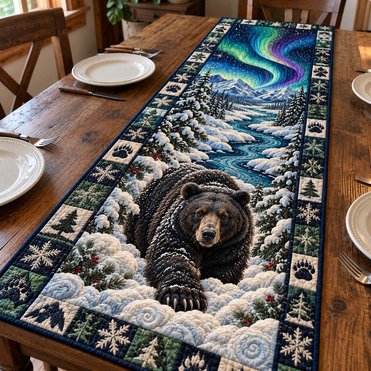 Winter Rustic Guardian Quilted Table Runner GFTOTP23428