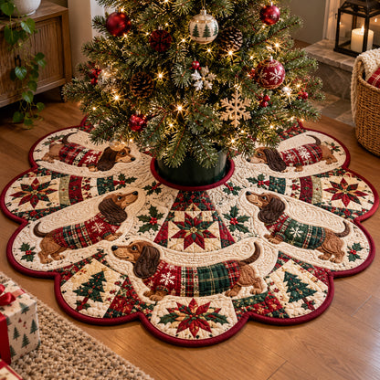 Holiday Dachshunds Custom Shape Christmas Quilted Tree Skirt GFTOTP23449
