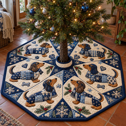 Holiday Dachshunds Custom Shape Christmas Quilted Tree Skirt GFTOTP23452