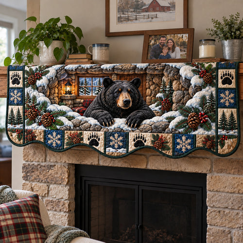 Winter Rustic Guardian Quilted Mantel Scarf GFTOTP23455
