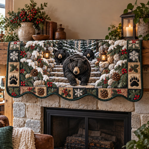 Winter Rustic Guardian Quilted Mantel Scarf GFTOTP23456