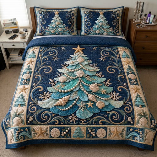 Jolly Coastal Christmas 3-Piece Quilted Bedding Set GFTOTP23463