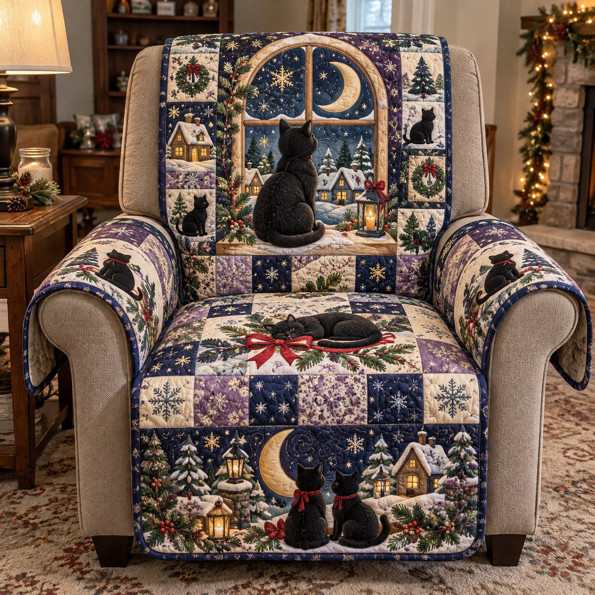 Midnight Winter Tale Quilted Sofa Cover GFTOTP23466