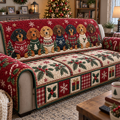 Holiday Weenies Quilted Sofa Cover GFTOTP23471