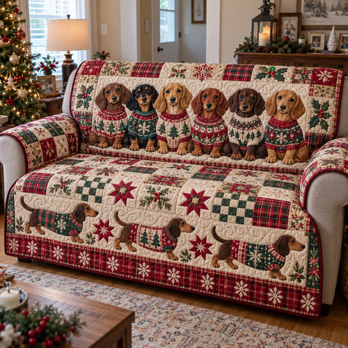 Holiday Weenies Quilted Sofa Cover GFTOTP23472