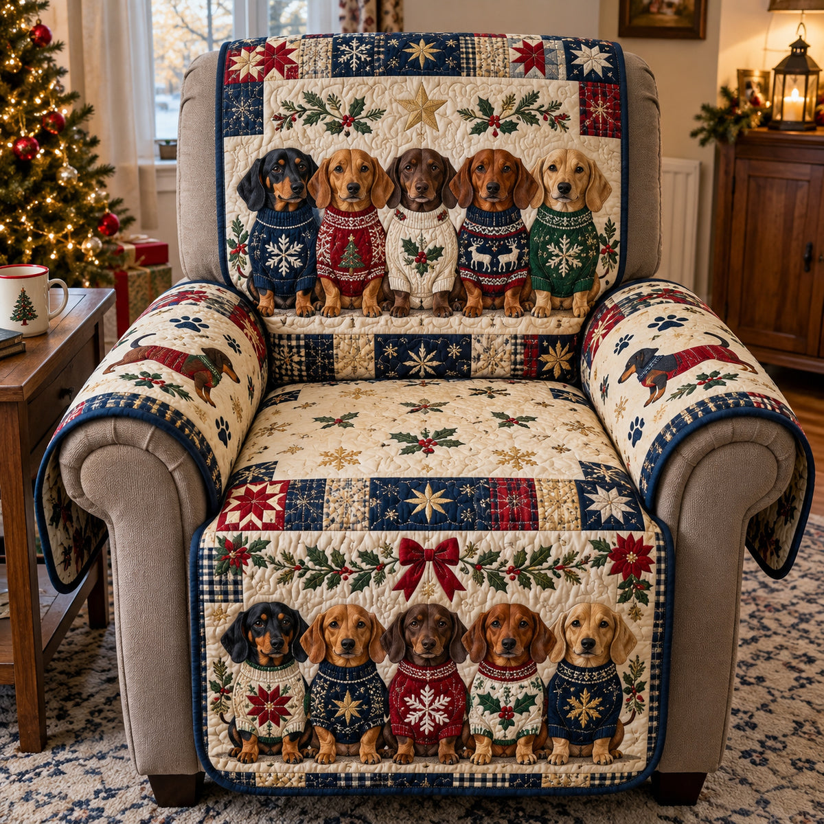 Holiday Weenies Quilted Sofa Cover GFTOTP23474