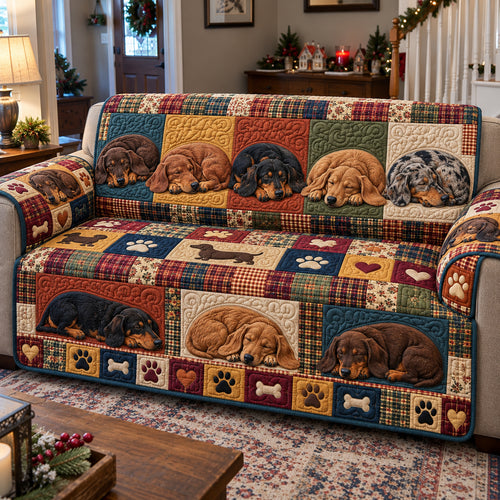Dachshund Patchwork Nap Quilted Sofa Cover GFTOTP23475