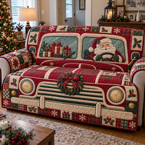 Santa Holiday Ride Quilted Sofa Cover GFTOTP23488