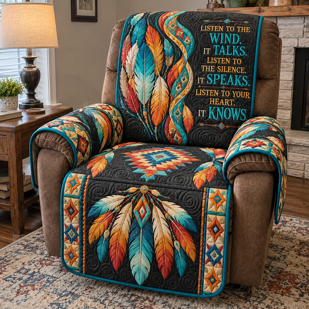 Whispering Wind Feathers Quilted Sofa Cover GFTOTP23491