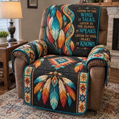 Whispering Wind Feathers Quilted Sofa Cover GFTOTP23491