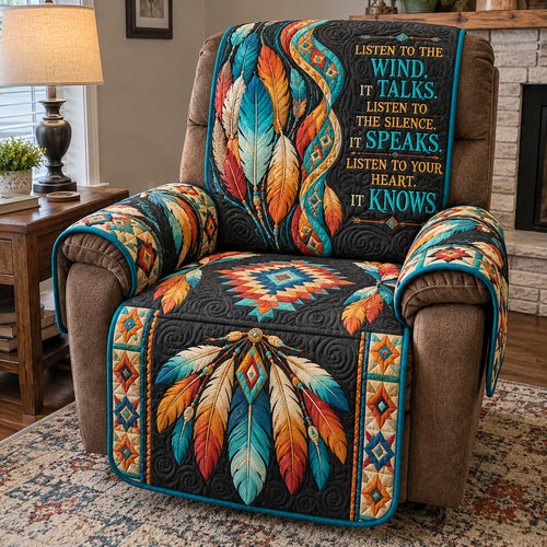 Whispering Wind Feathers Quilted Sofa Cover GFTOTP23491