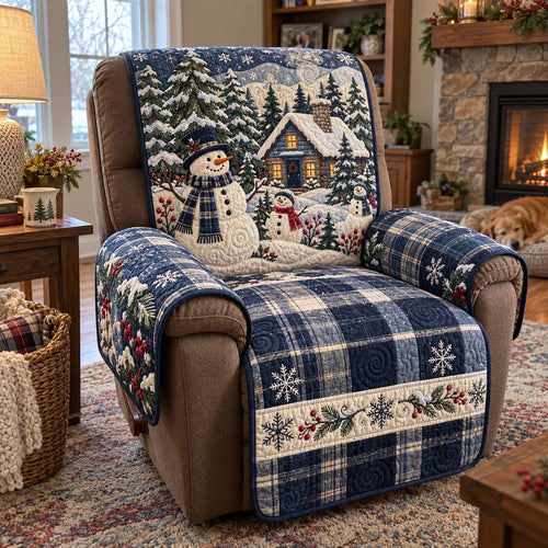 Snowy Blue Charm Quilted Sofa Cover GFTOTP23527