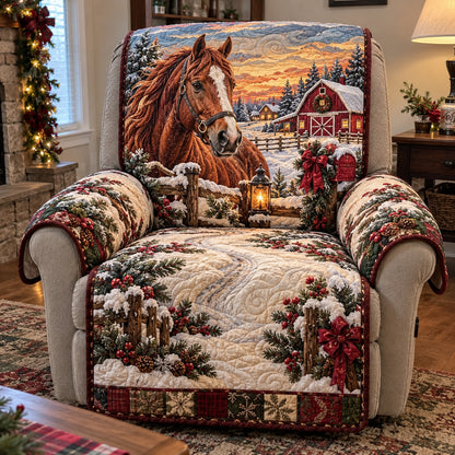 Snowy Equine Haven Quilted Sofa Cover GFTOTP23536