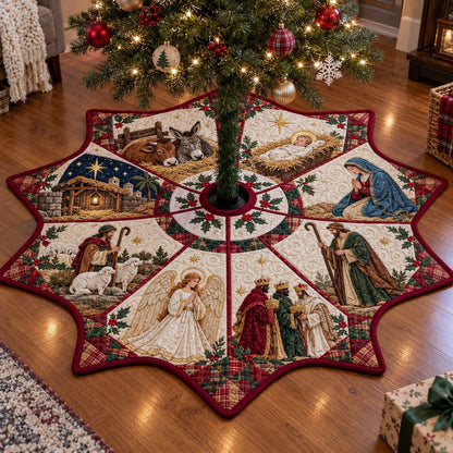 Nativity Scene Custom Shape Christmas Quilted Tree Skirt GFTOTP23544