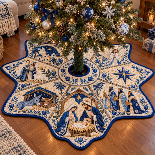 Nativity Scene Custom Shape Christmas Quilted Tree Skirt GFTOTP23546