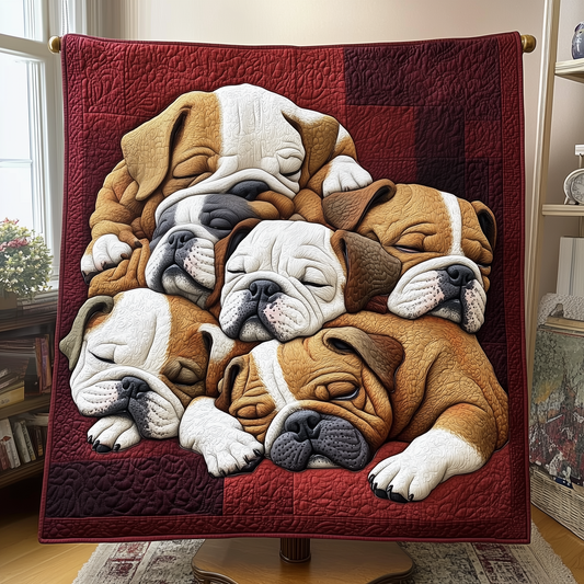 Adorable Sleepy Bulldogs Quilted Blanket GFTOTP2362