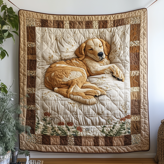 Sleepy Golden Retriever Quilted Blanket GFTOTP2433