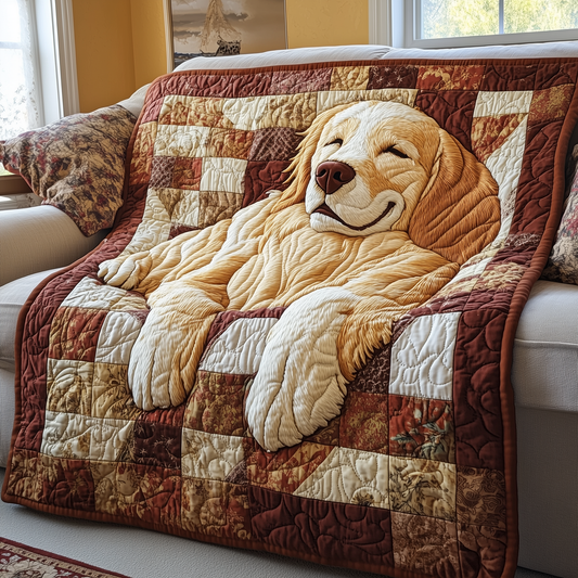 Sleepy Golden Retriever Quilted Blanket GFTOTP2438