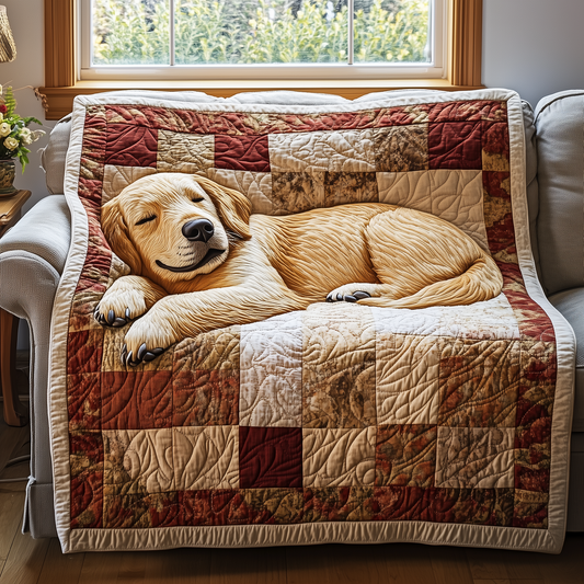 Sleepy Golden Retriever Quilted Blanket GFTOTP2440