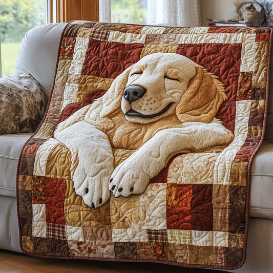Sleepy Golden Retriever Quilted Blanket GFTOTP2442