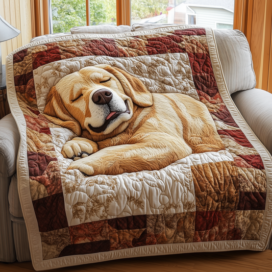 Sleepy Golden Retriever Quilted Blanket GFTOTP2443