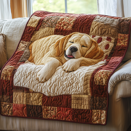 Sleepy Golden Retriever Quilted Blanket GFTOTP2444