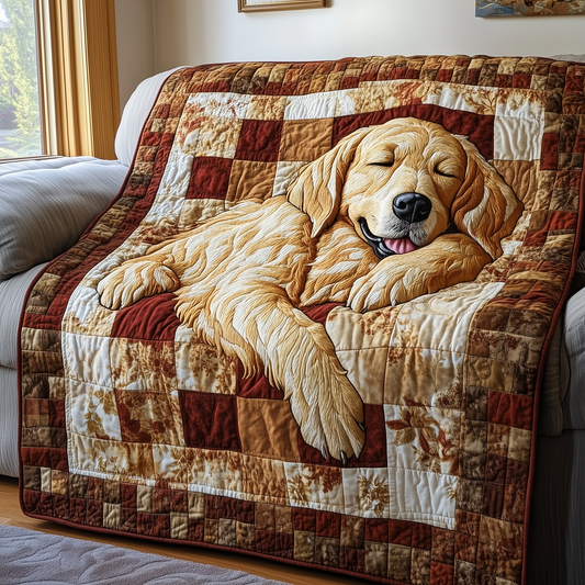 Sleepy Golden Retriever Quilted Blanket GFTOTP2448