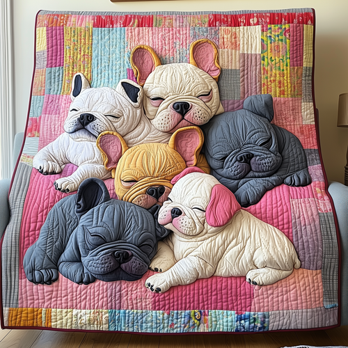Adorable Sleepy French Bulldogs Quilted Blanket GFTOTP2459