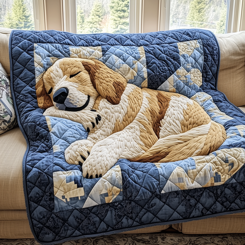 Peaceful Sleepy Golden Retriever Quilted Blanket GFTOTP2560