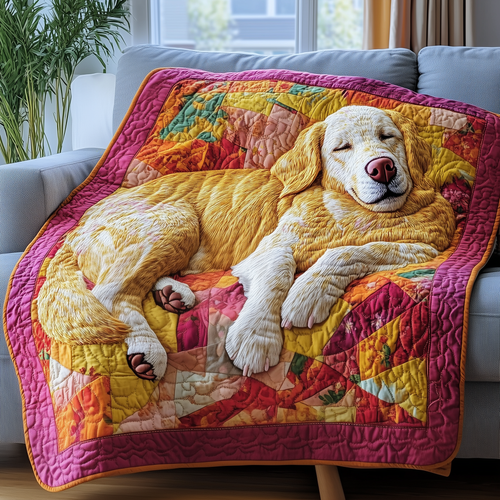Peaceful Sleepy Golden Retriever Quilted Blanket GFTOTP2573
